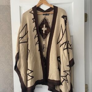 Polo Ralph lauren xl navajo aztec shawl wrap sweater cardigan
